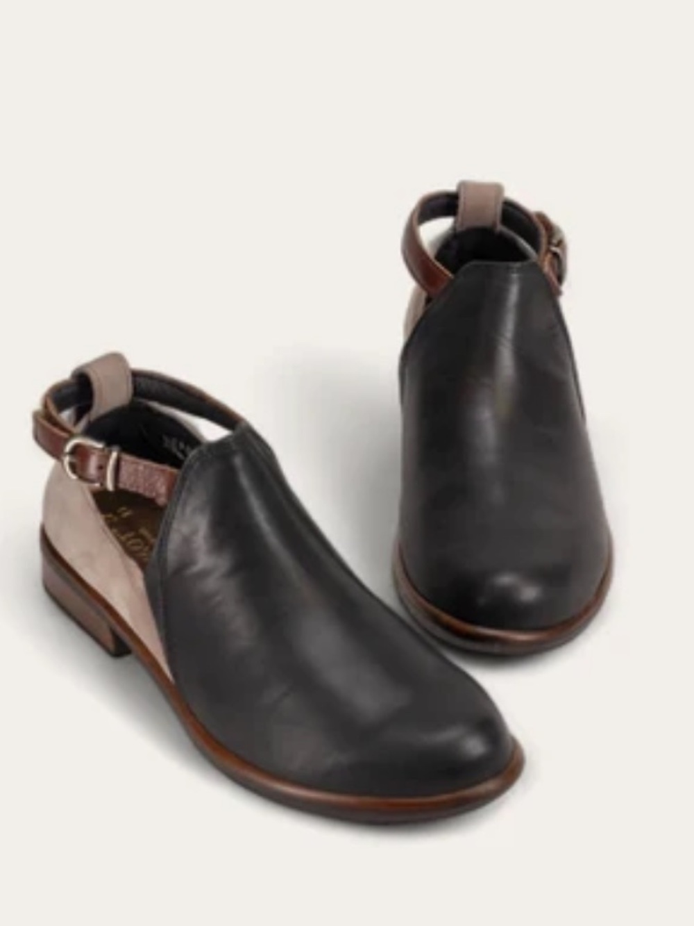 Naot Kamsin Aura Collection Slingback Ankle Shoes Color Black Raven/Stone Nubuck